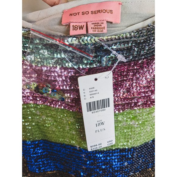 NWT Anthropologie Shimmer Striped Mini Dress 18W Plus Size - Picture 10 of 12